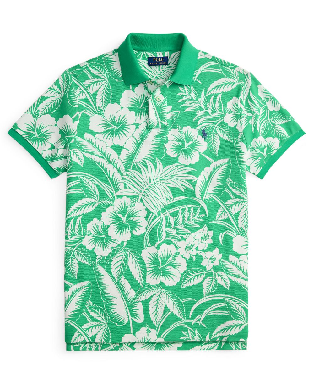 Men's Short-Sleeve Tropical Mesh Polo Shirt