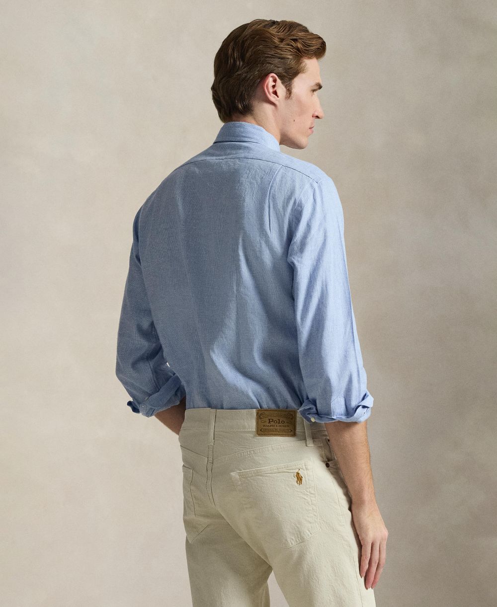 Men's Classic-Fit Miniature Houndstooth Pattern Shirt