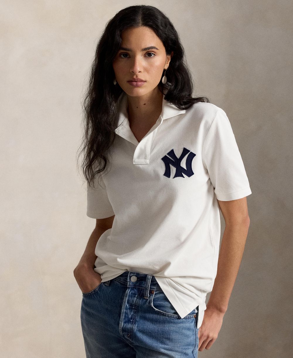 Men's Yankees Logo Mesh Polo Shirt